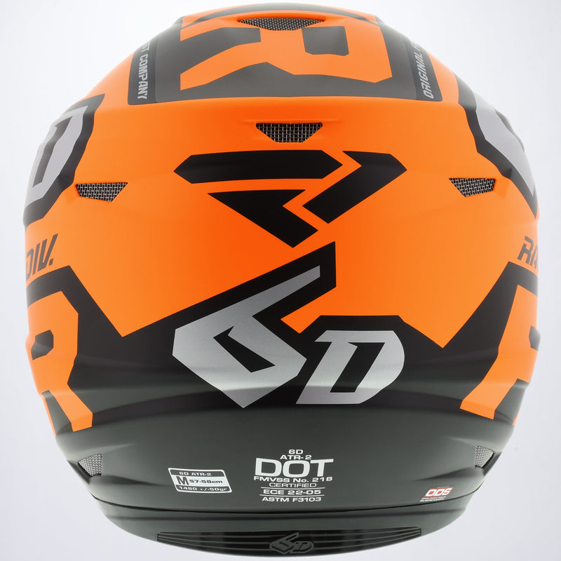6DRaceDiv_Helmet_OrangeBlackWhite_200600-3010-Back
